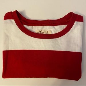 Hollister Red and White Crop Top, Size S